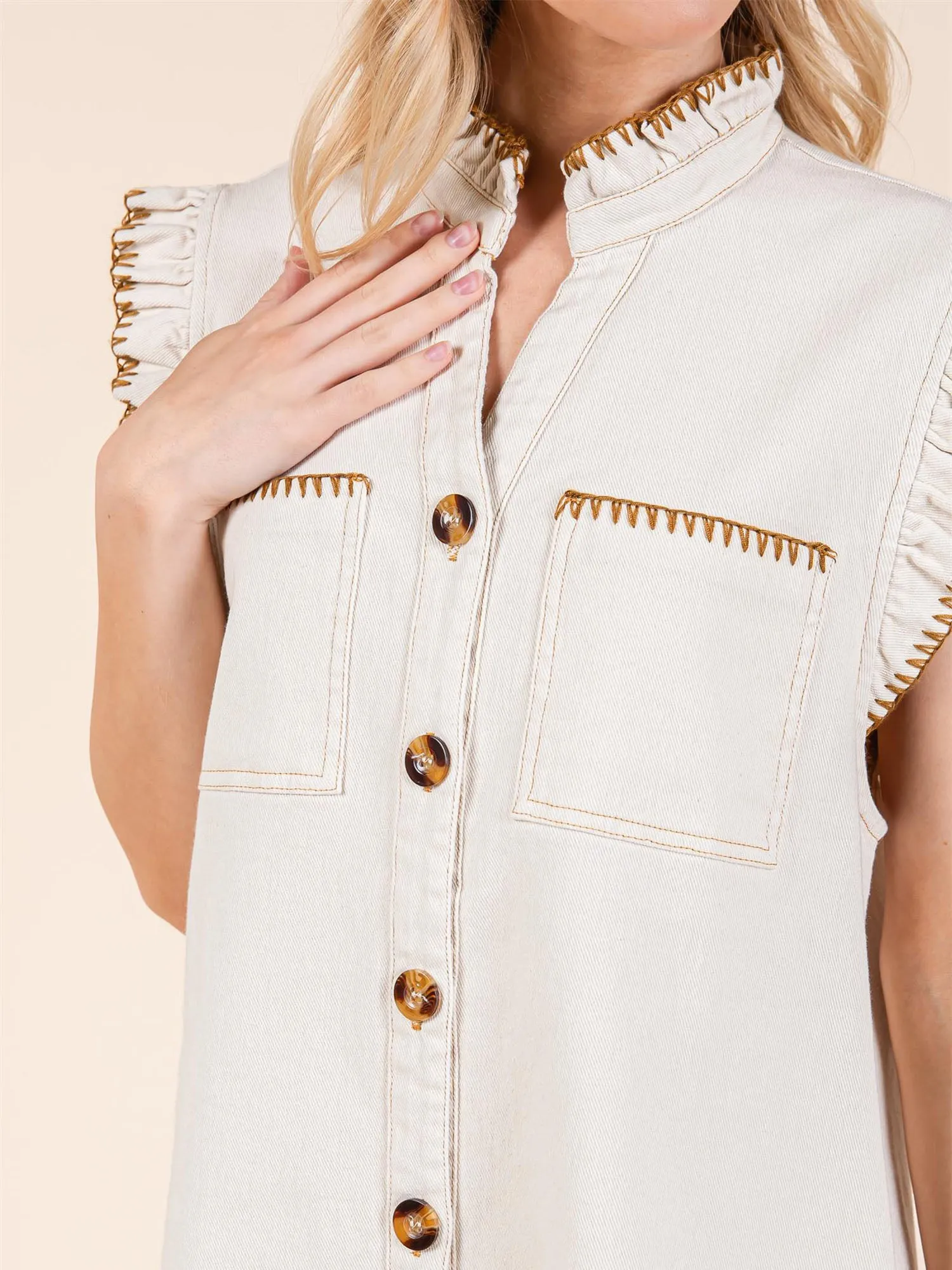 Button Down Shift Mini Dress