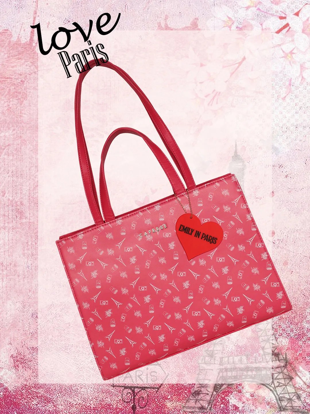 Caprese Emily In Paris Printed Fuchsia Tote Bag