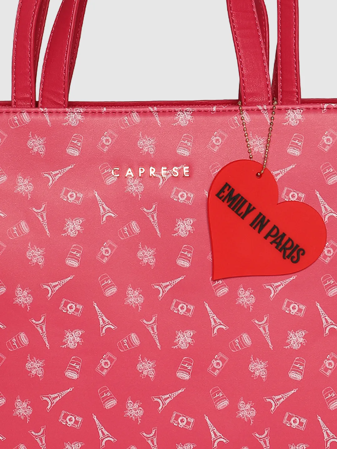 Caprese Emily In Paris Printed Fuchsia Tote Bag