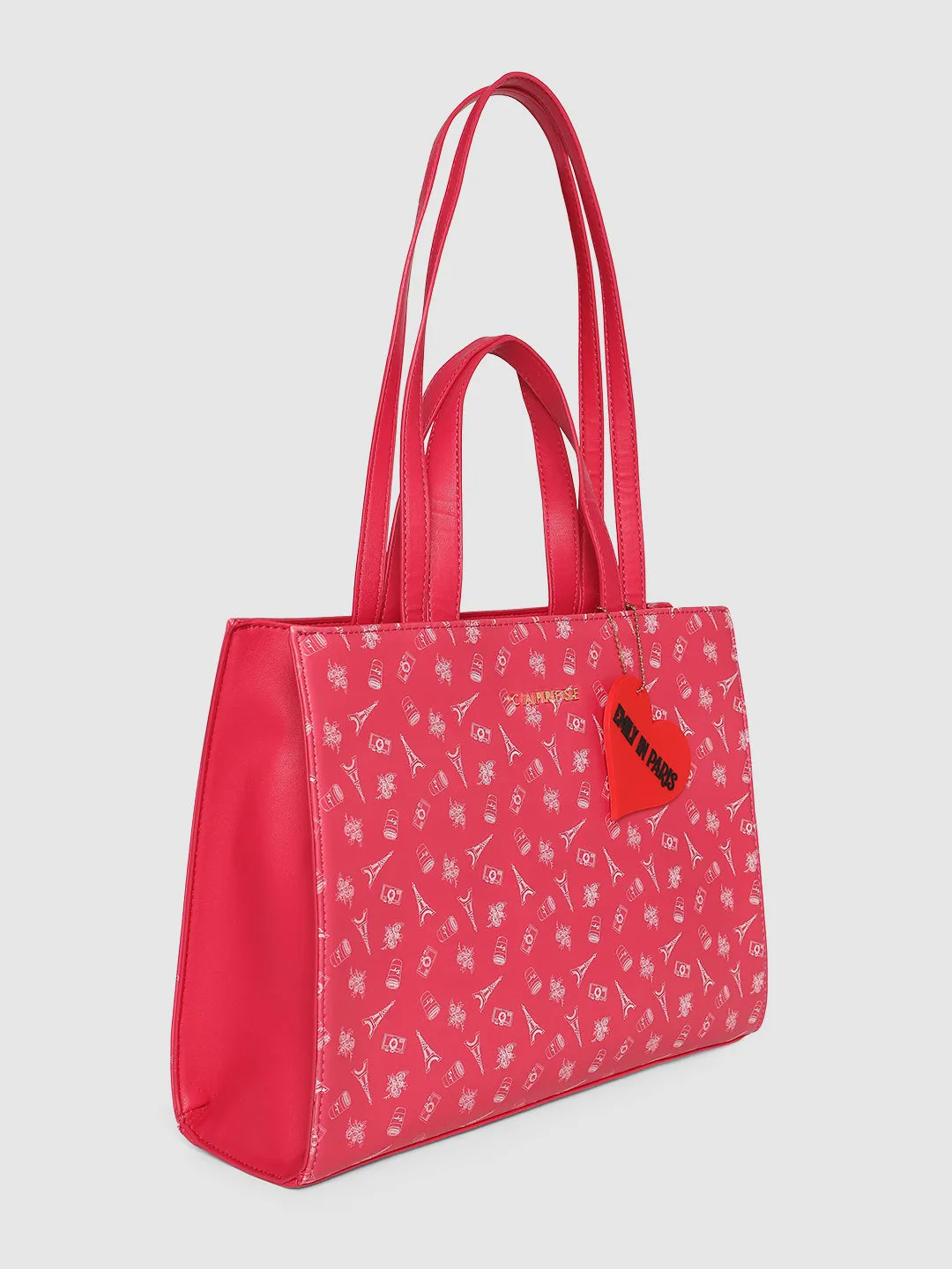 Caprese Emily In Paris Printed Fuchsia Tote Bag