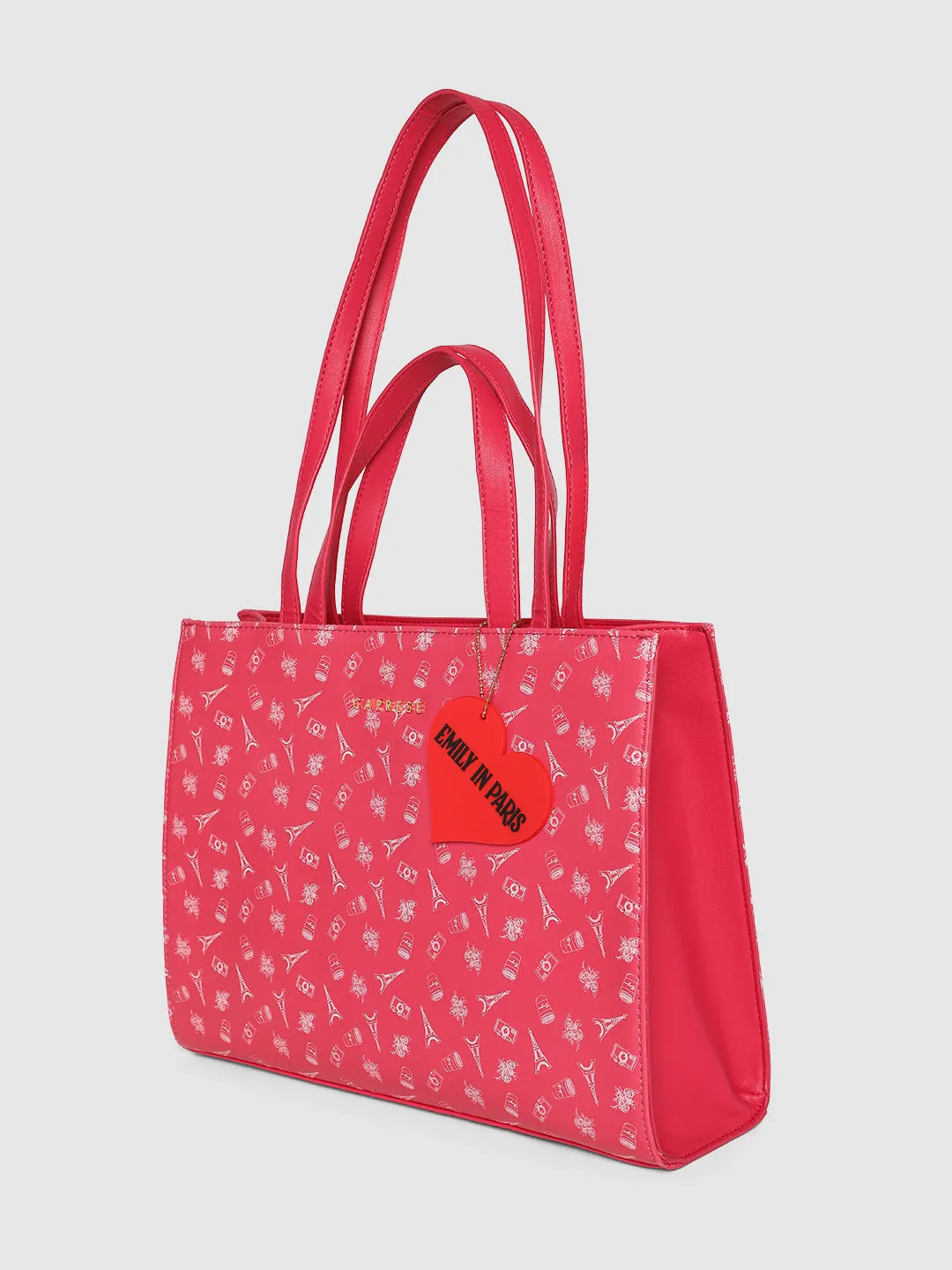 Caprese Emily In Paris Printed Fuchsia Tote Bag