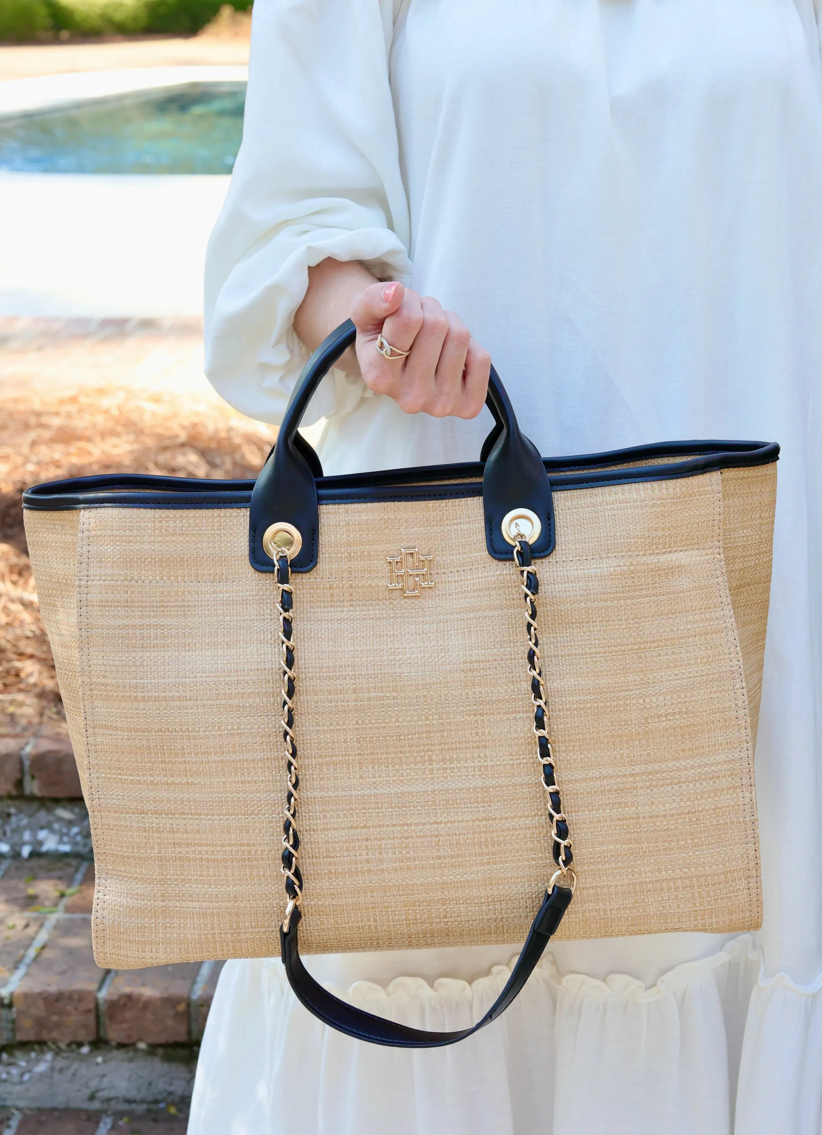 Caroline Hill Melissa Tote Bag - Natural Black