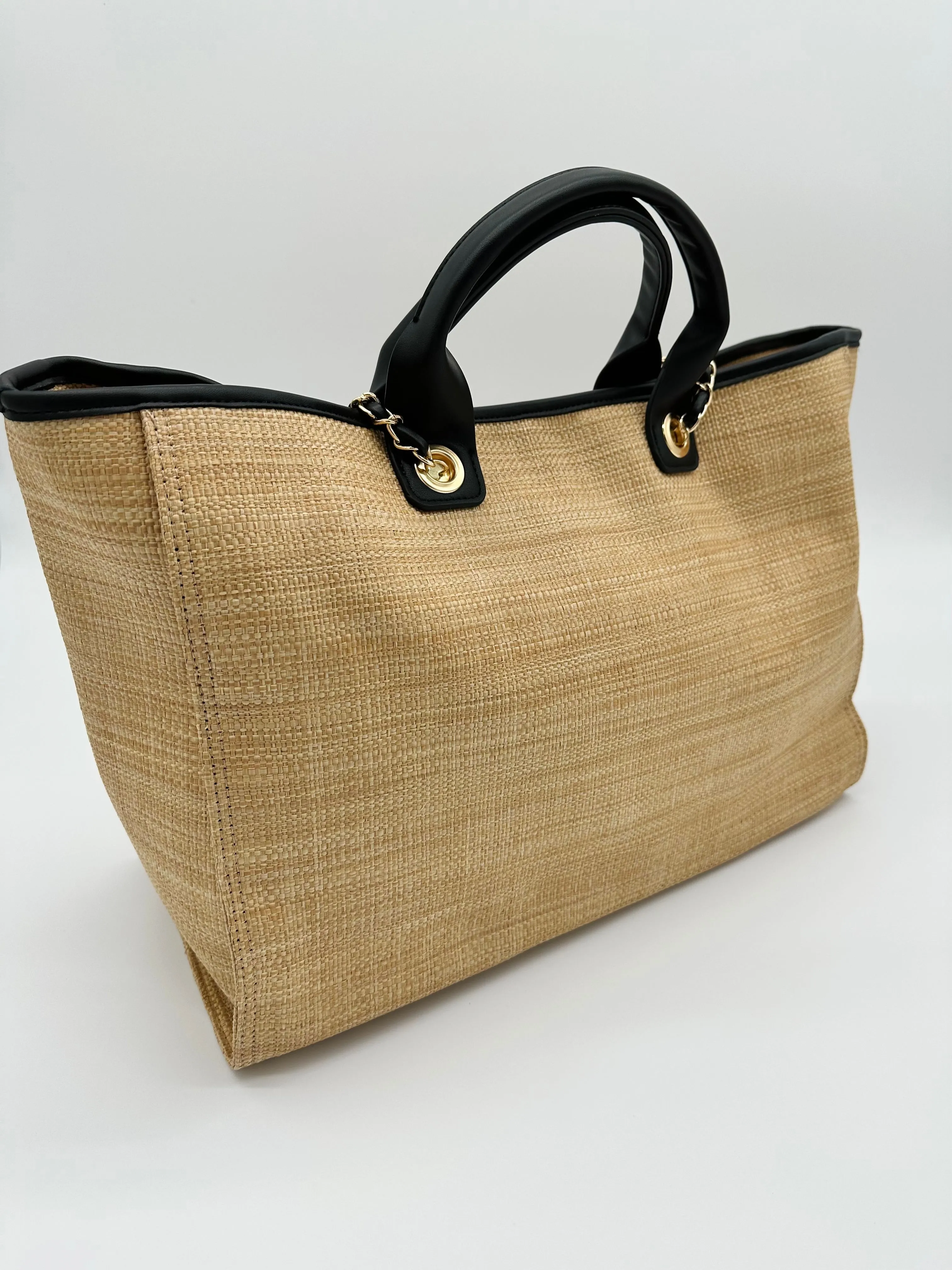 Caroline Hill Melissa Tote Bag - Natural Black