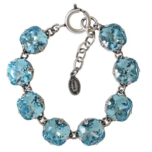 Catherine Popesco Sterling Silver Plated Crystal Round Bracelet, 1696 Aqua Blue