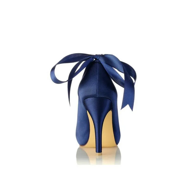 Chic Peep Toe Ribbons Faux Pearl Strap Pumps