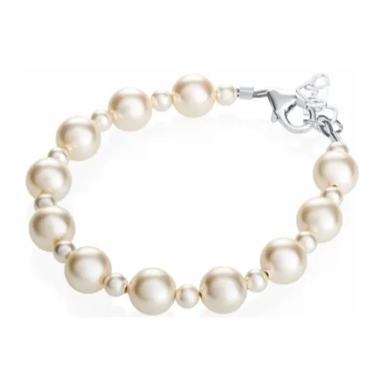 Children's Bracelets:  Sterling Silver Ivory Swarovski Pearl Bracelets (Large)