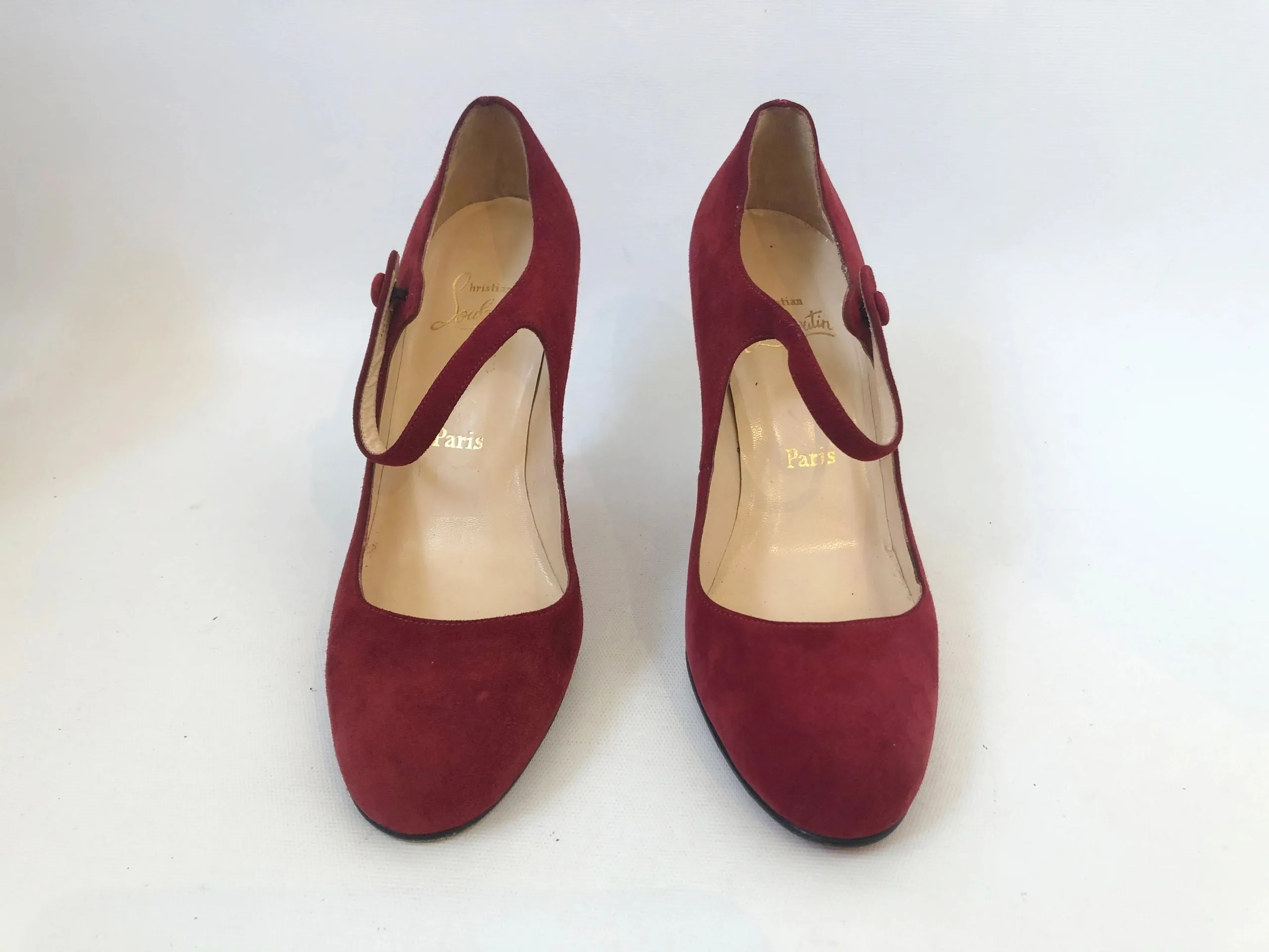 Christian Louboutin Suede Mary Jane Pump Size 39.5 It (9.5 Us)