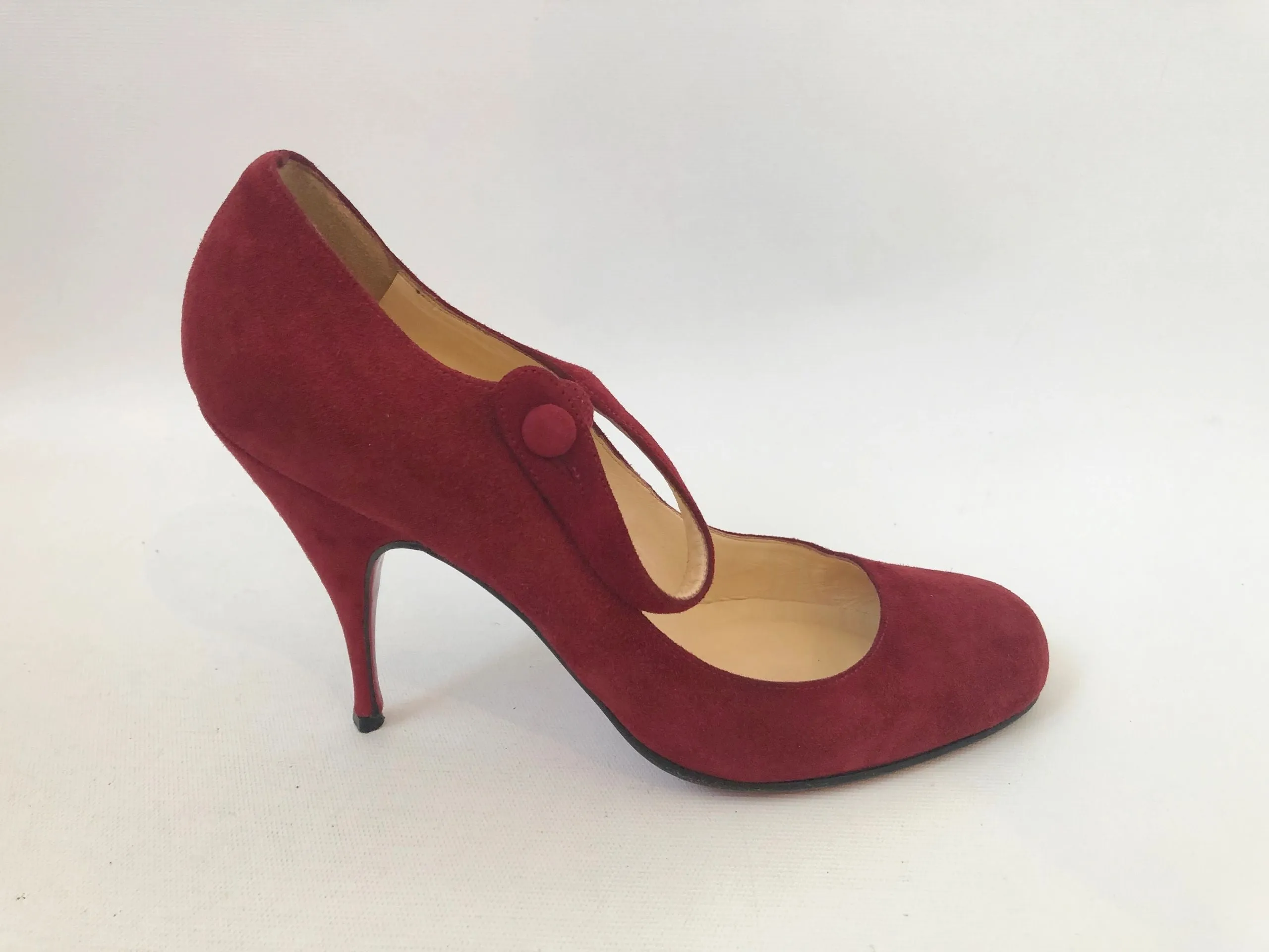 Christian Louboutin Suede Mary Jane Pump Size 39.5 It (9.5 Us)
