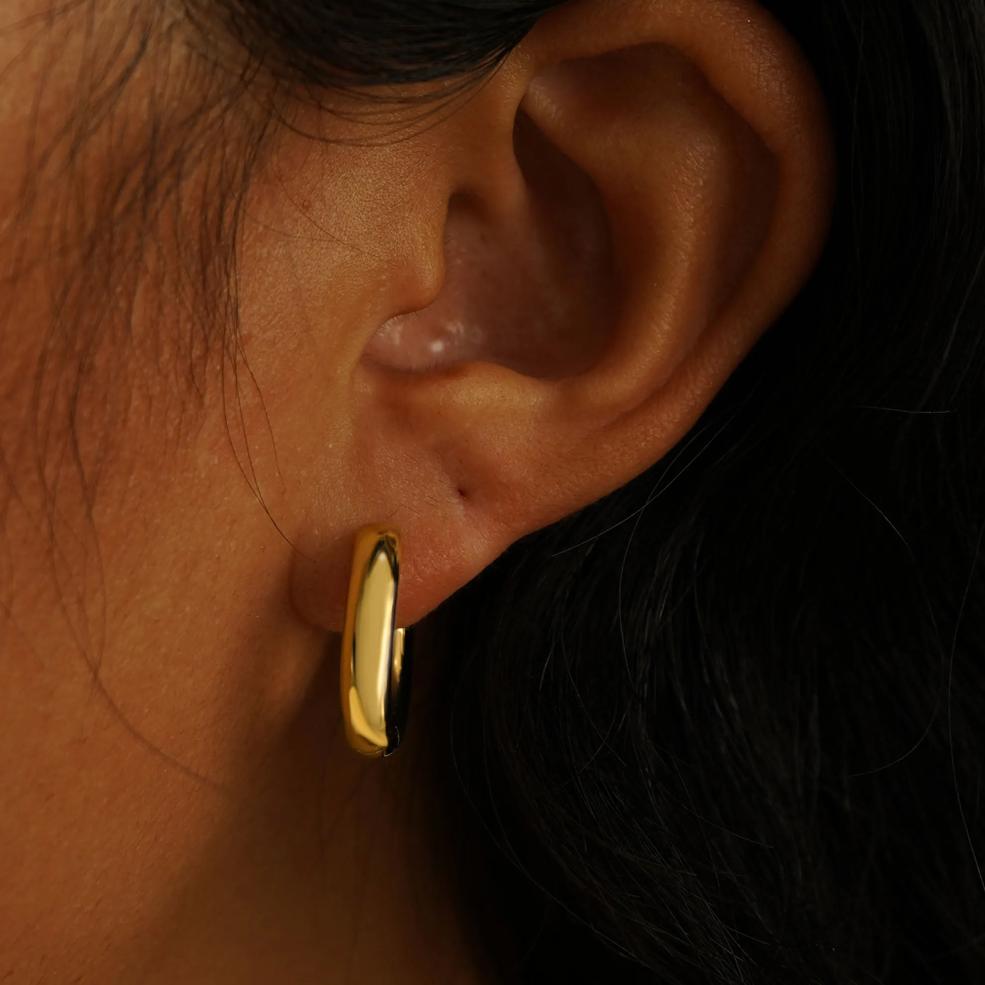 Chunky Oval Huggie Hoops