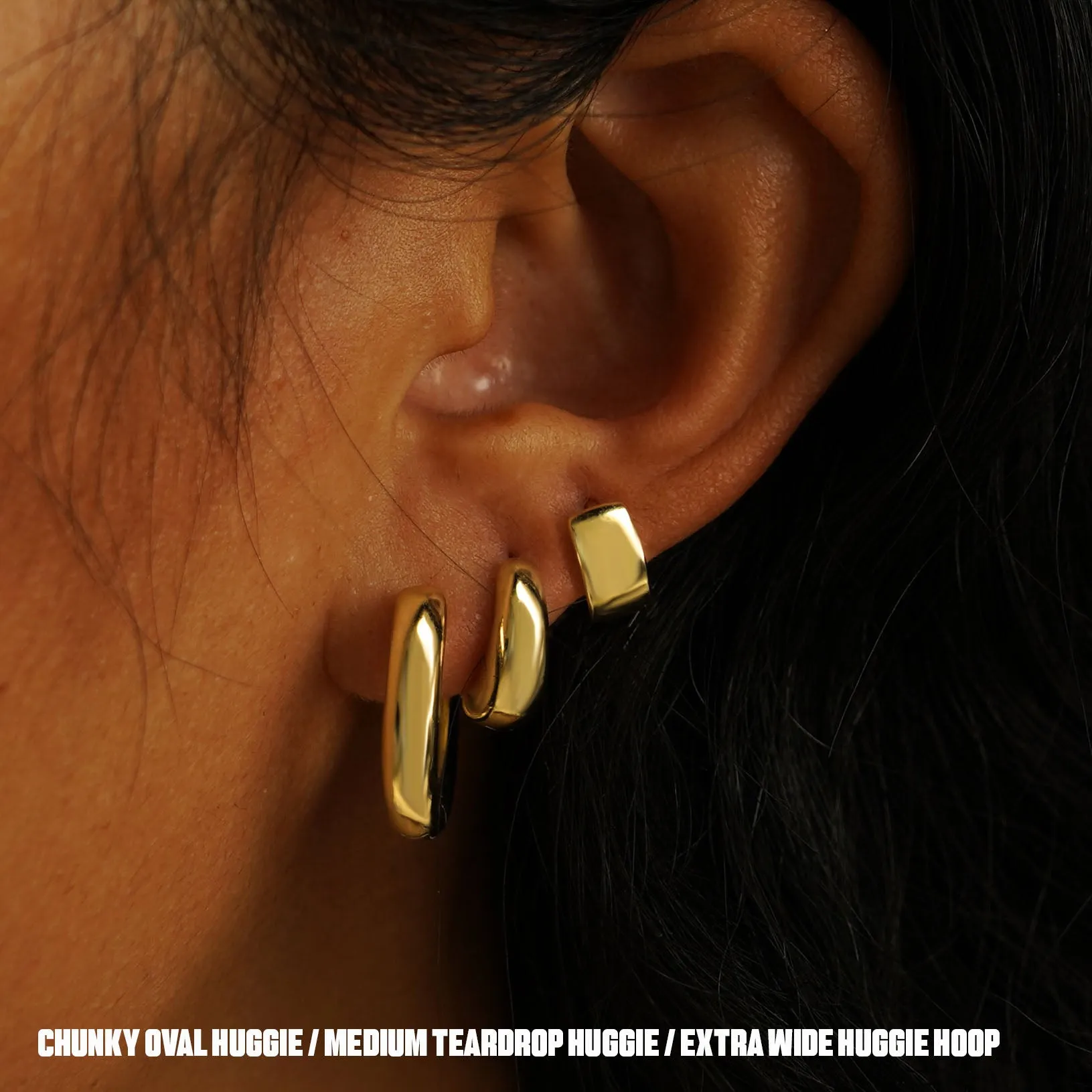 Chunky Oval Huggie Hoops
