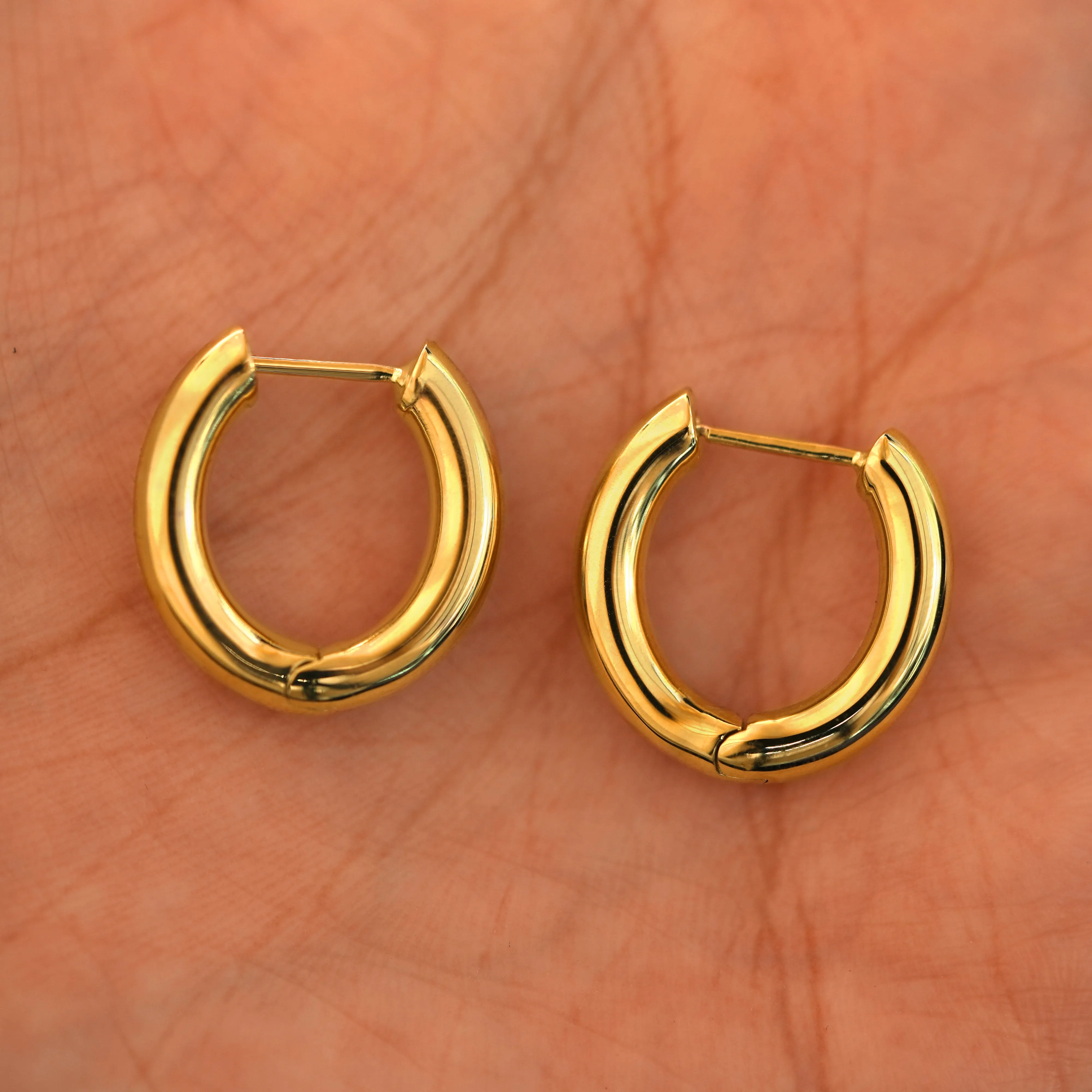Chunky Oval Huggie Hoops