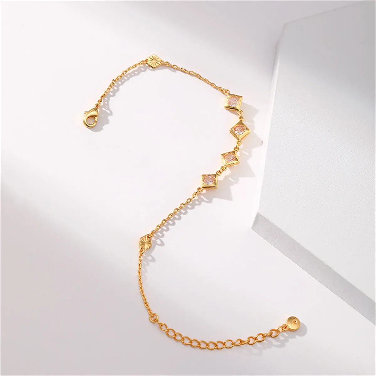 Clear Crystal & 18K Gold-Plated Rhombus Station Bracelet