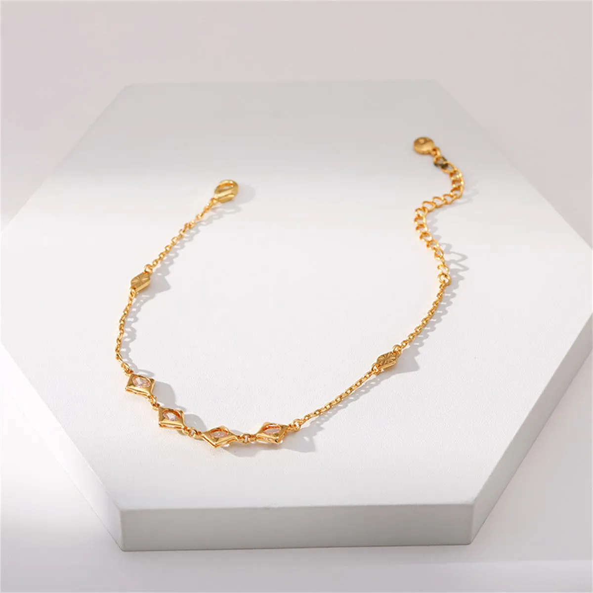 Clear Crystal & 18K Gold-Plated Rhombus Station Bracelet