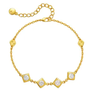 Clear Crystal & 18K Gold-Plated Rhombus Station Bracelet