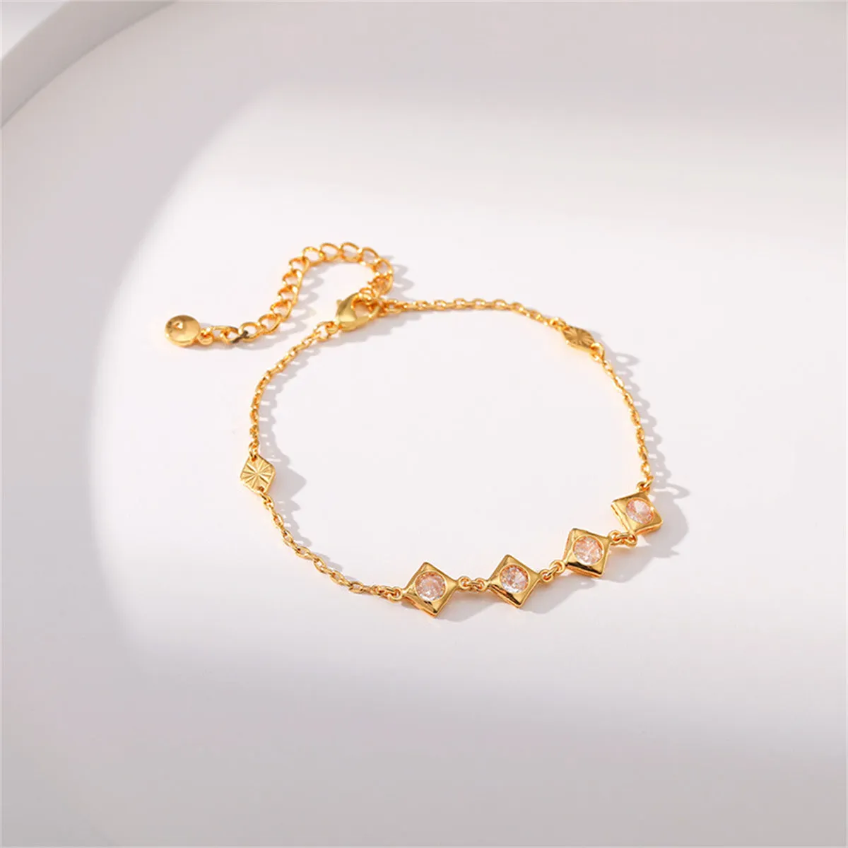 Clear Crystal & 18K Gold-Plated Rhombus Station Bracelet