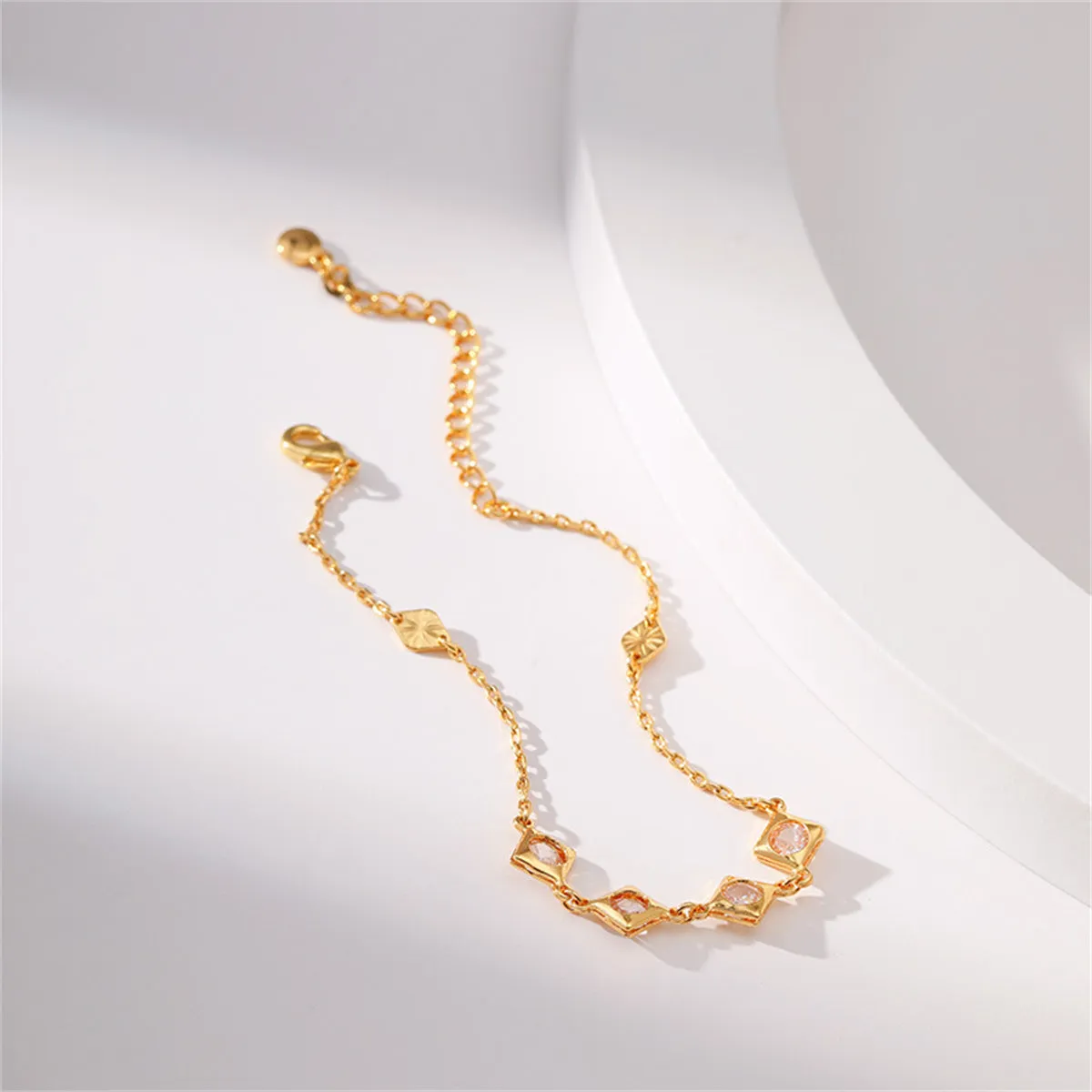 Clear Crystal & 18K Gold-Plated Rhombus Station Bracelet