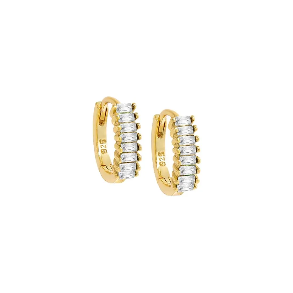Colored Baguette Huggie Earring
