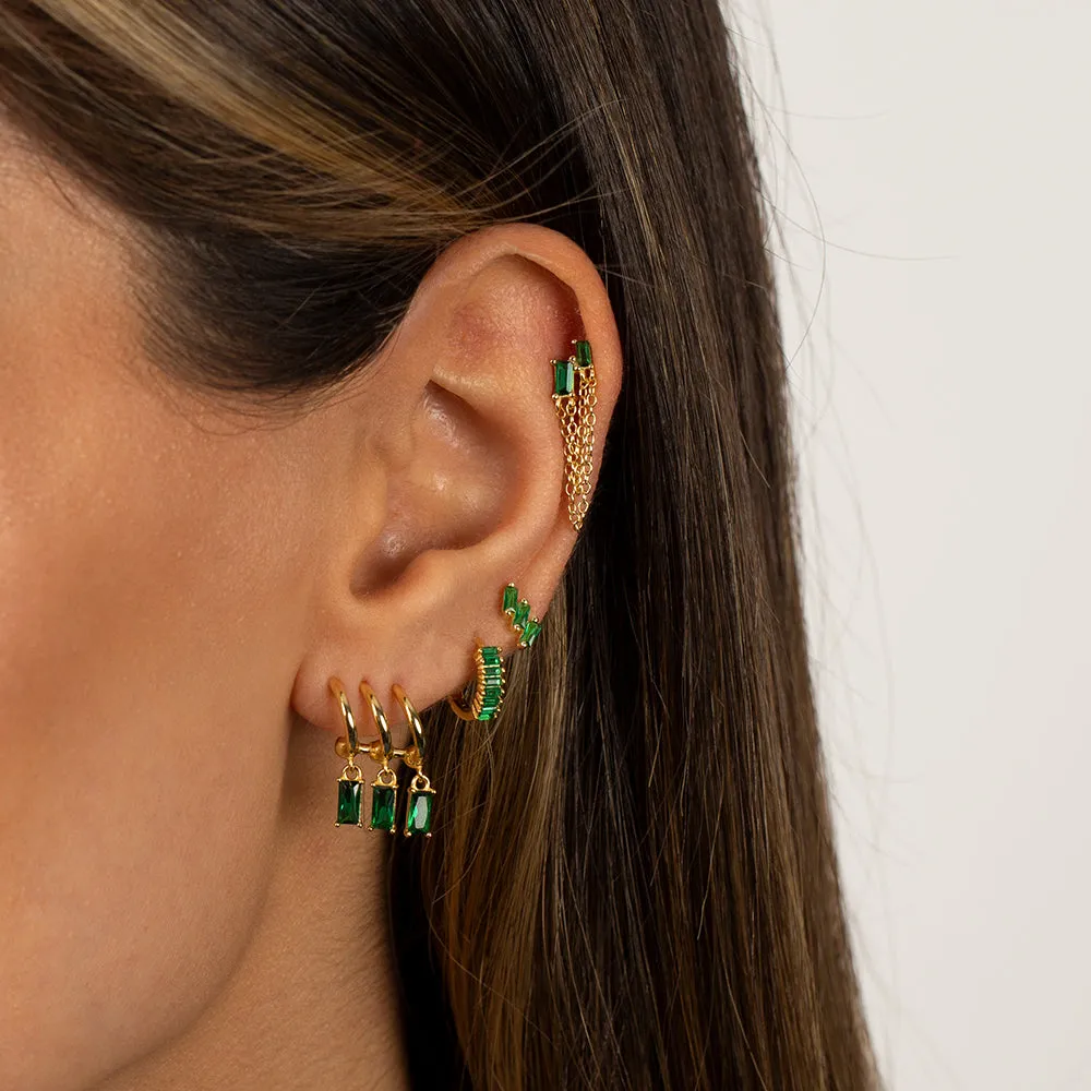 Colored Baguette Huggie Earring