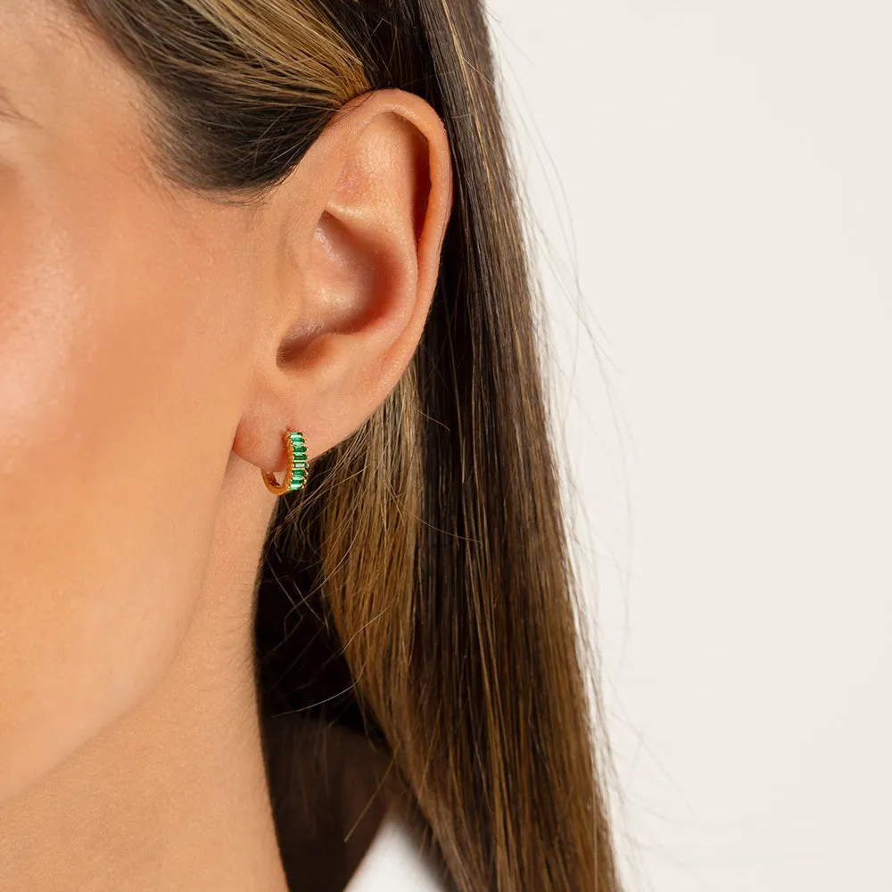 Colored Baguette Huggie Earring