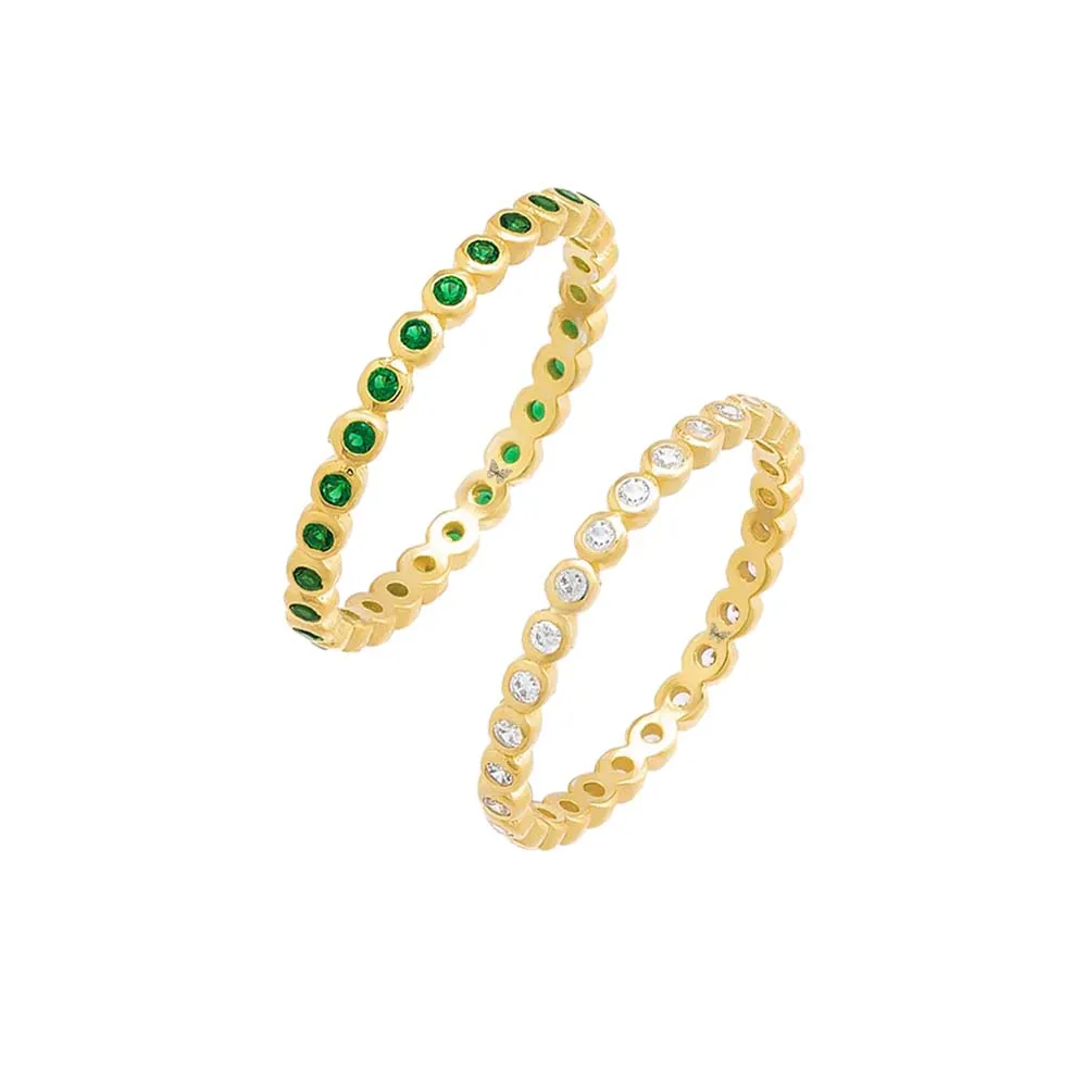 Colored Double Bezel Ring Combo Set