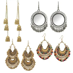 Combo of 4 Oxidized Beads Hanging Jhumki