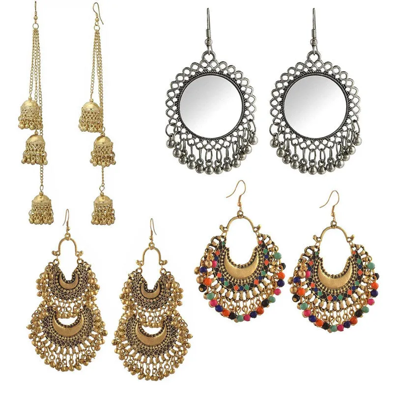 Combo of 4 Oxidized Beads Hanging Jhumki