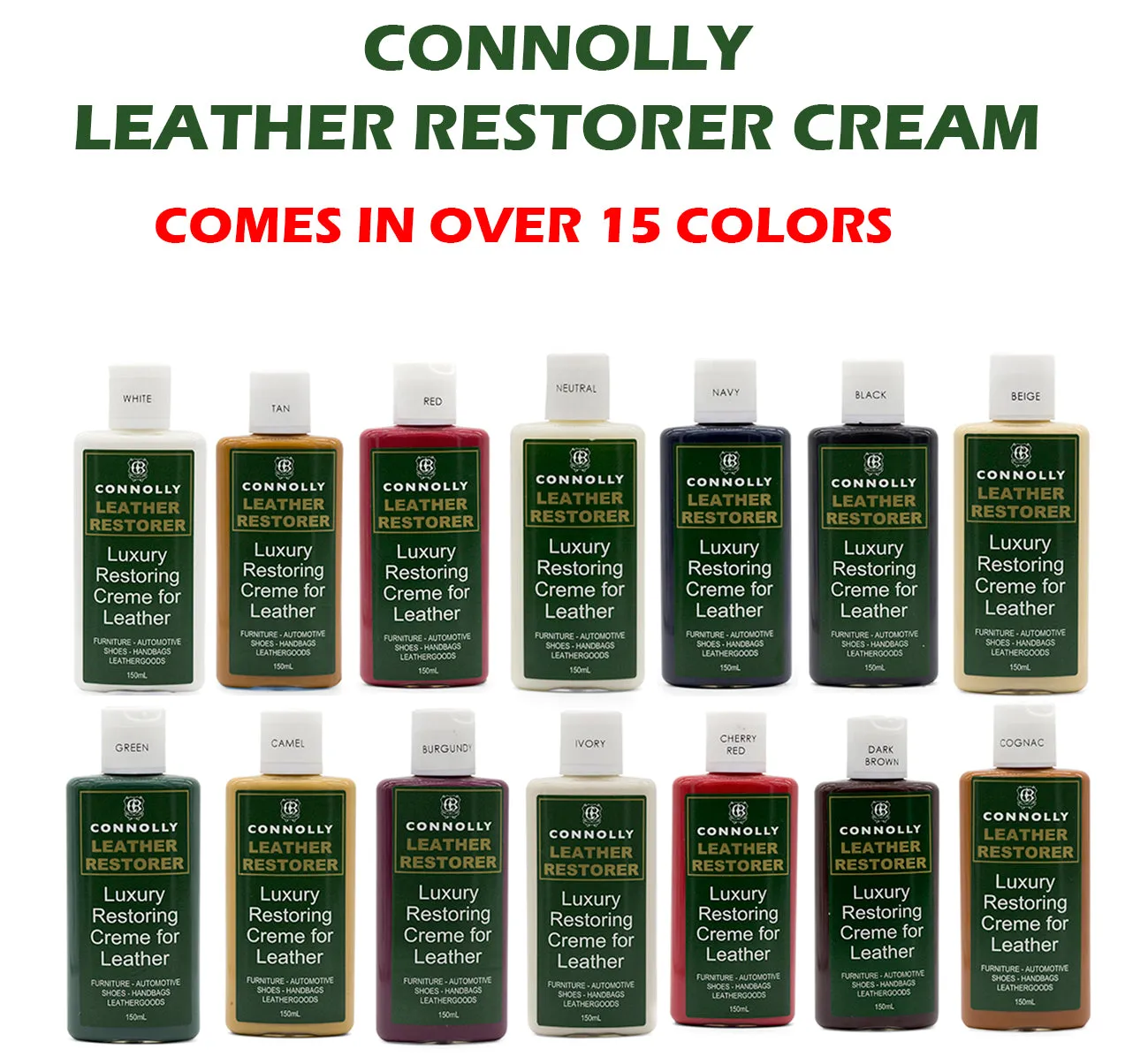 CONNOLLY LEATHER RESTORER CREAM REVIVER CLEANER - CAR SHOES JACKETS (16 COLORS)