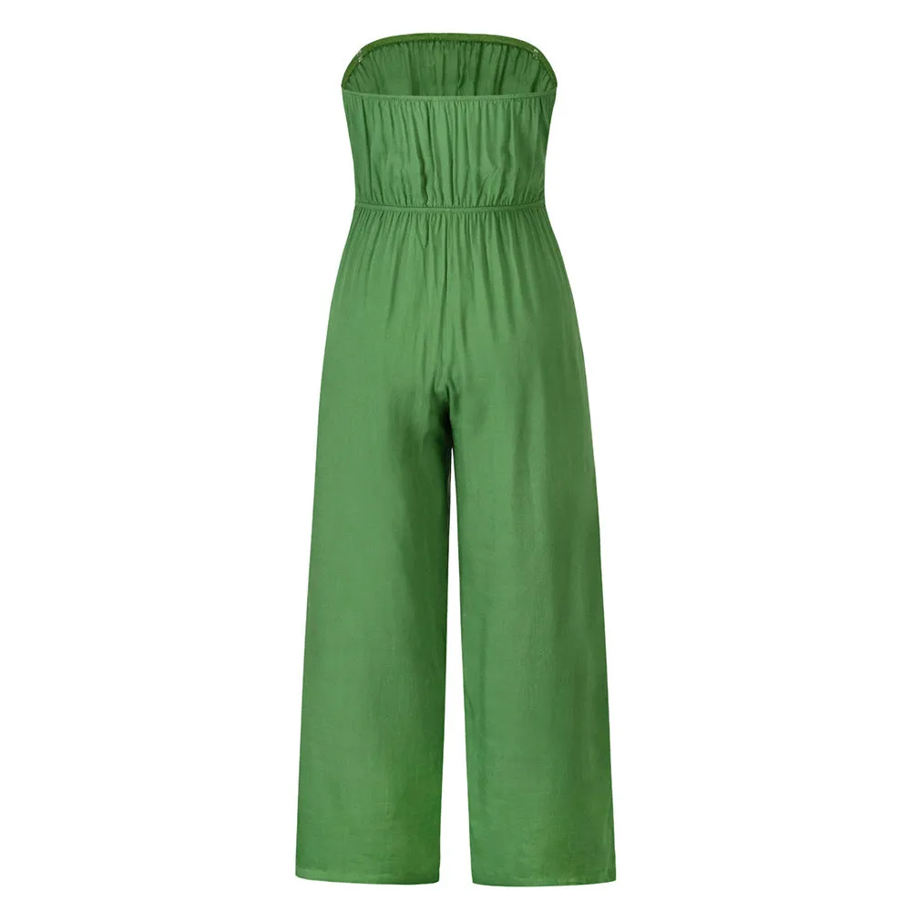creamtopmall Strapless Waistband Loose Jumpsuit
