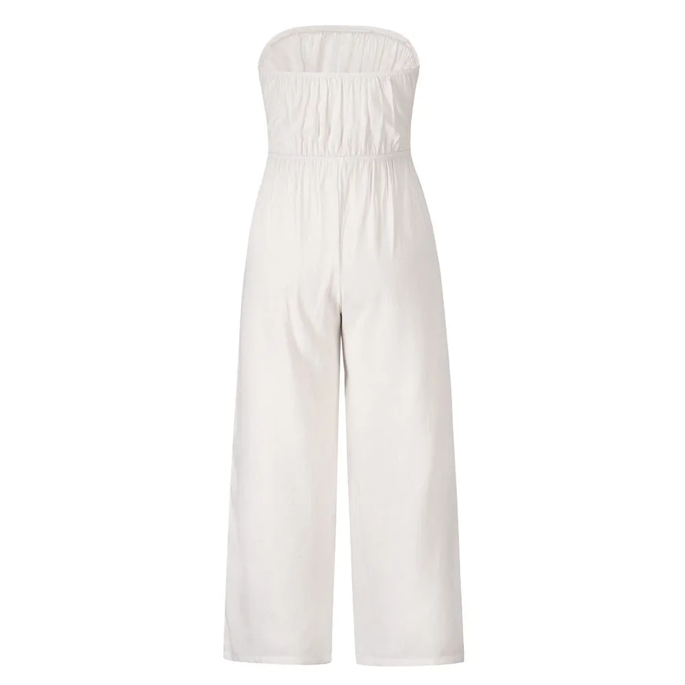 creamtopmall Strapless Waistband Loose Jumpsuit