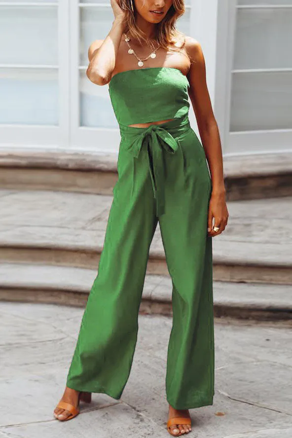 creamtopmall Strapless Waistband Loose Jumpsuit