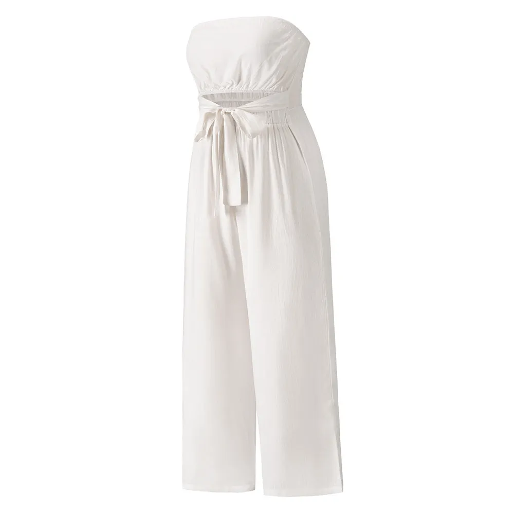 creamtopmall Strapless Waistband Loose Jumpsuit