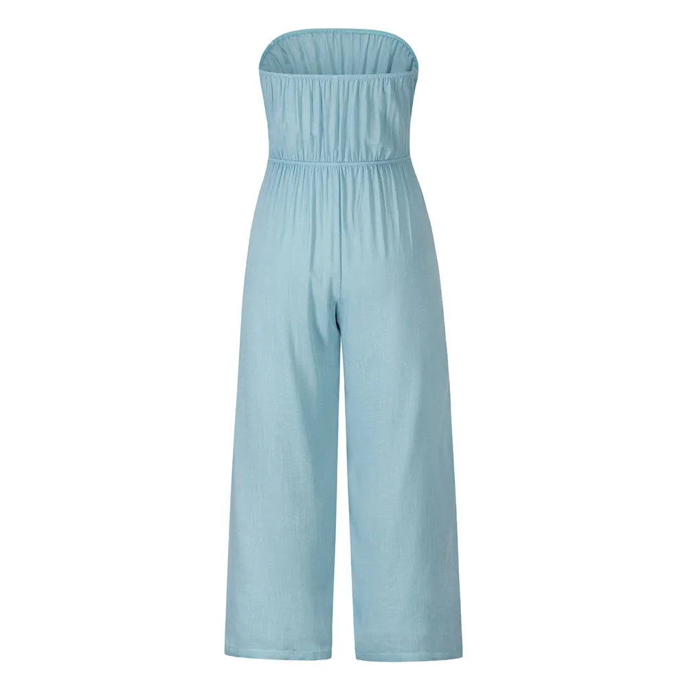 creamtopmall Strapless Waistband Loose Jumpsuit