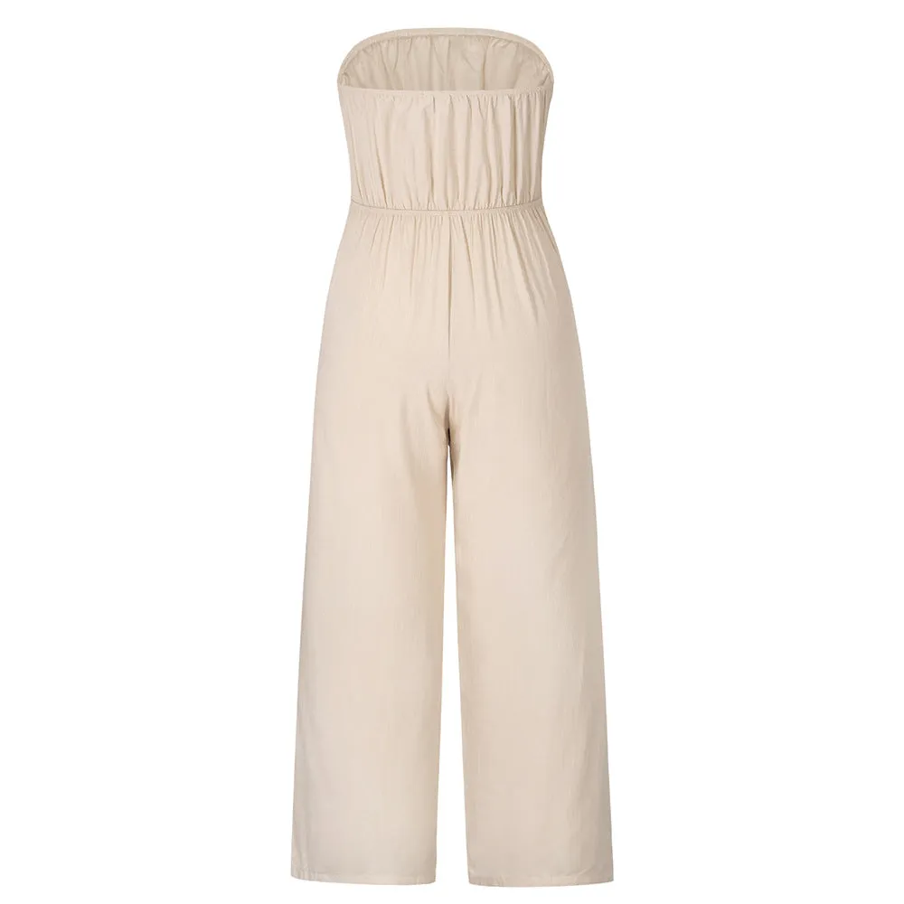 creamtopmall Strapless Waistband Loose Jumpsuit