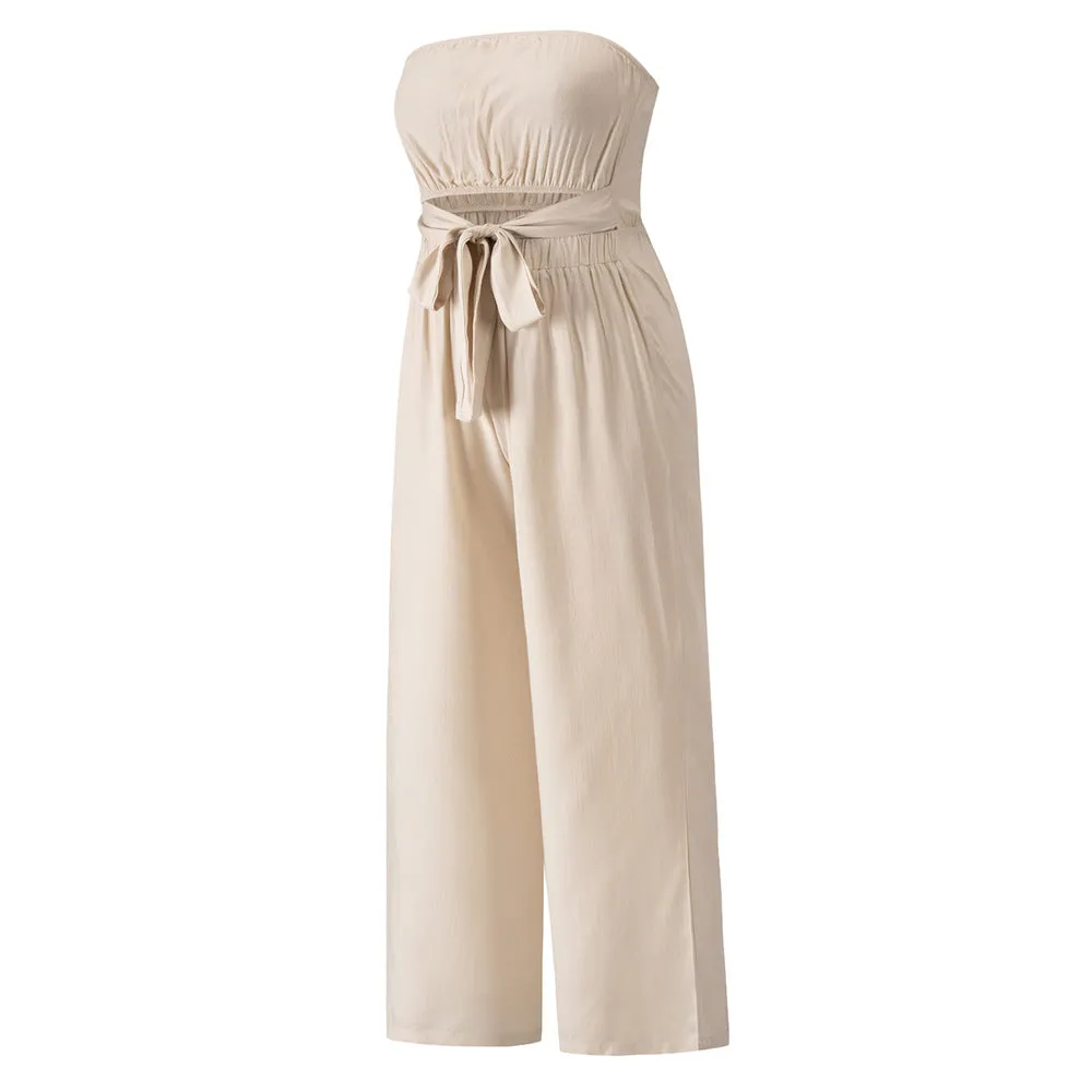 creamtopmall Strapless Waistband Loose Jumpsuit
