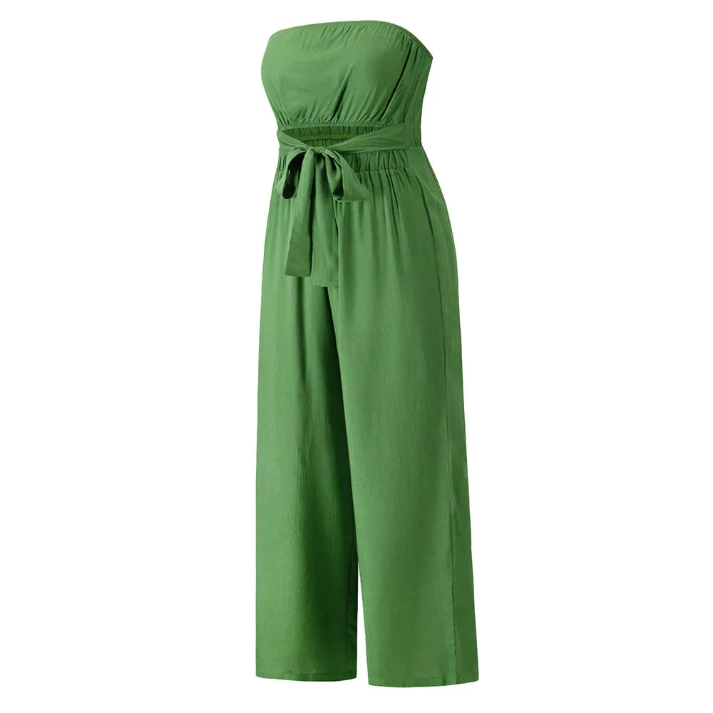 creamtopmall Strapless Waistband Loose Jumpsuit