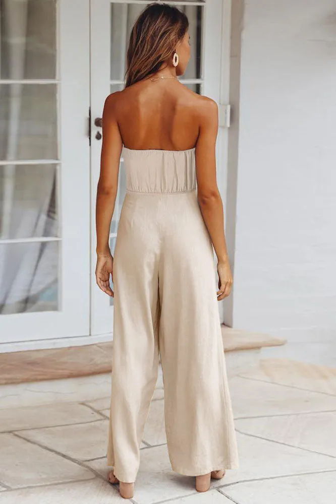 creamtopmall Strapless Waistband Loose Jumpsuit
