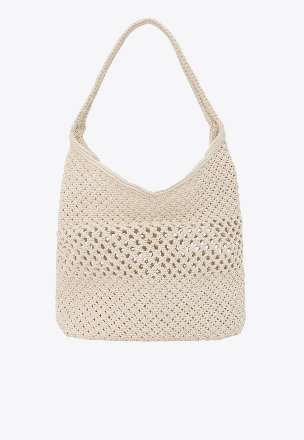 Crochet Knit Logo Patch Hobo Bag