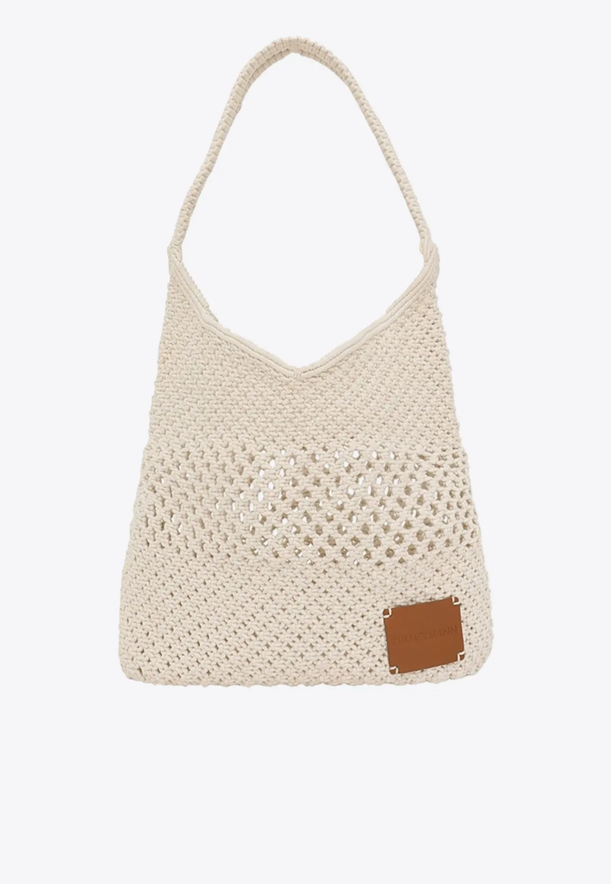 Crochet Knit Logo Patch Hobo Bag
