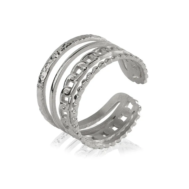 Cross-border new ins style chain four-layer titanium steel ring JLTR0508