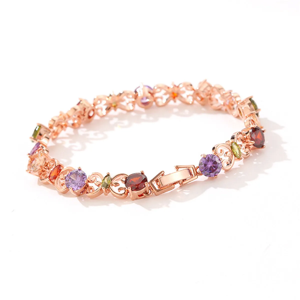 Crystal & 18K Rose Gold-Plated Butterfly Bracelet