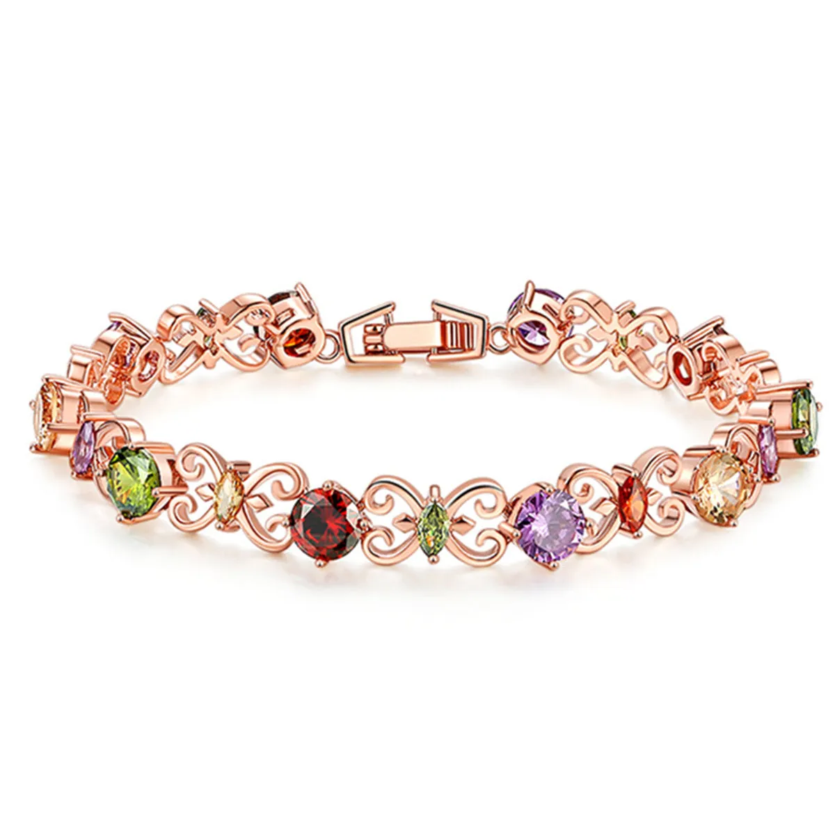 Crystal & 18K Rose Gold-Plated Butterfly Bracelet