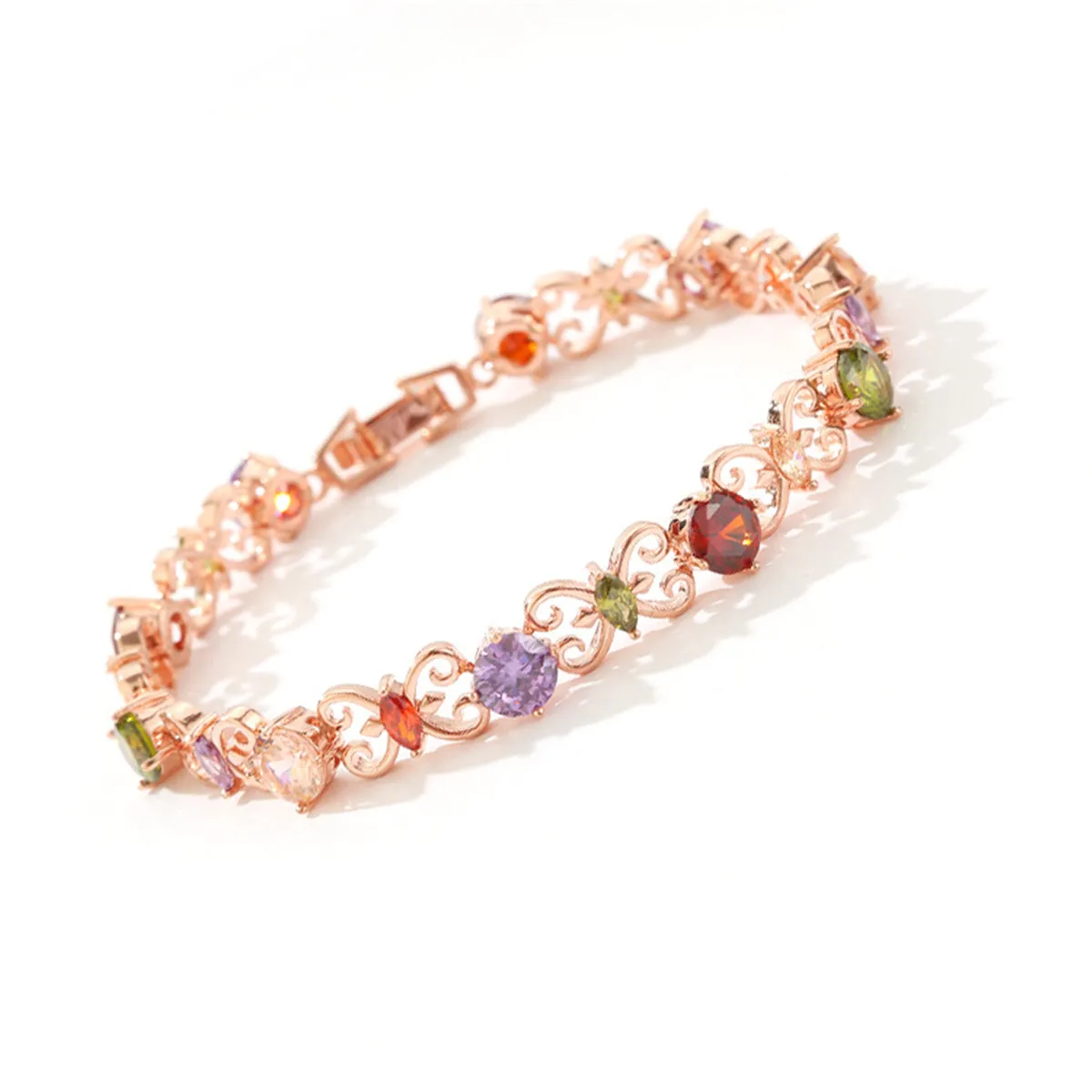 Crystal & 18K Rose Gold-Plated Butterfly Bracelet