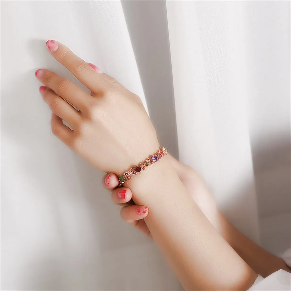 Crystal & 18K Rose Gold-Plated Butterfly Bracelet