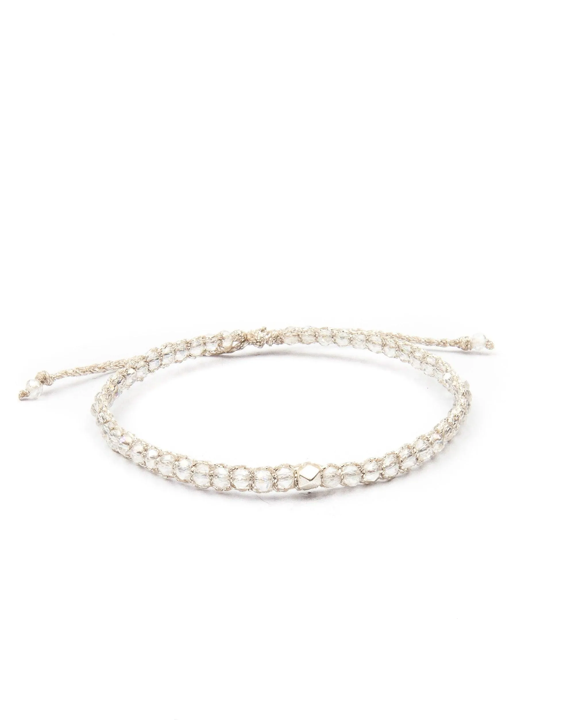 Crystal  Clear Rainbow Nugget Bracelet | Silver