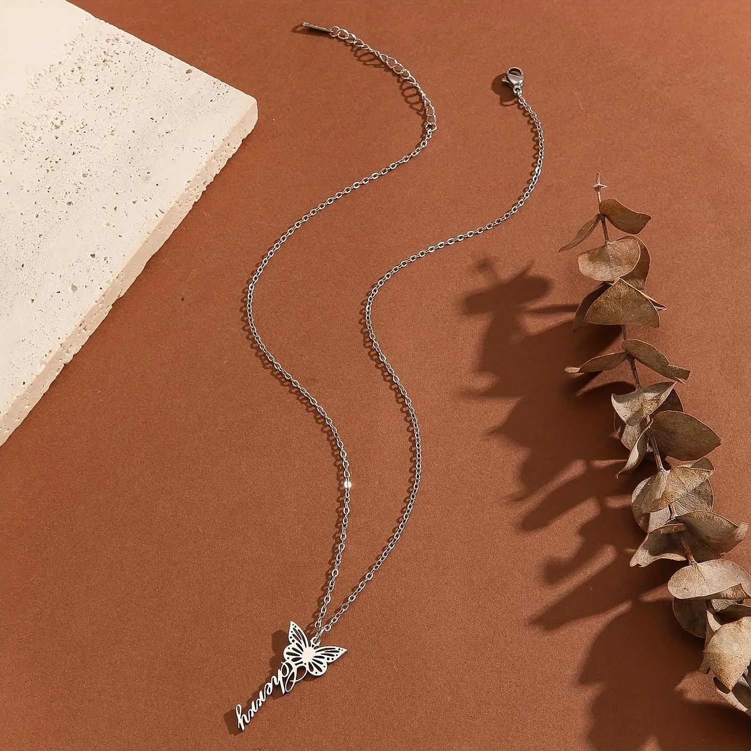 Custom Butterfly Necklace - Personalized Stainless Steel Name Necklace