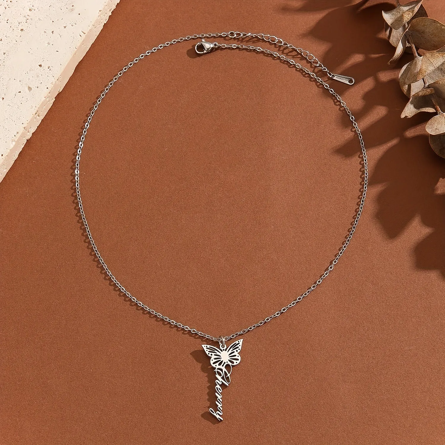 Custom Butterfly Necklace - Personalized Stainless Steel Name Necklace