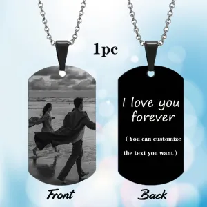 Custom Engraved Necklace with Text and Photo Pendant 201 Stainless Steel