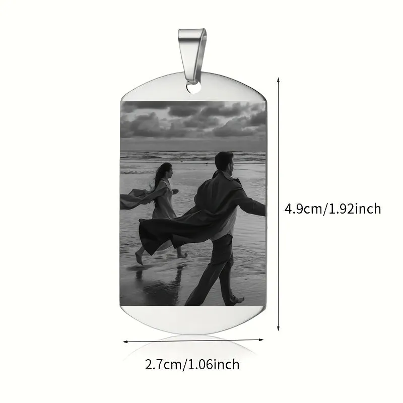 Custom Engraved Necklace with Text and Photo Pendant 201 Stainless Steel