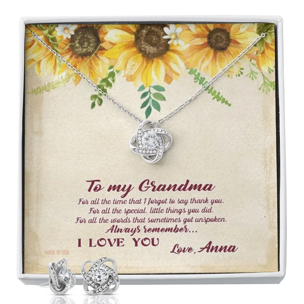 Custom Grandma Sunflower Mothers Day Ideas 14k White Gold Interlocking Heart Pendant Necklace Jewelry Gifts For Mom Wife Grandma Auntie
