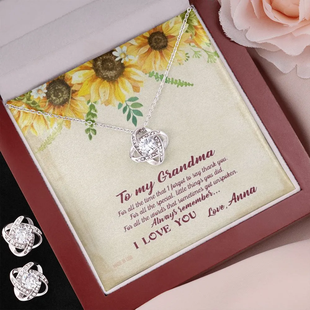 Custom Grandma Sunflower Mothers Day Ideas 14k White Gold Interlocking Heart Pendant Necklace Jewelry Gifts For Mom Wife Grandma Auntie
